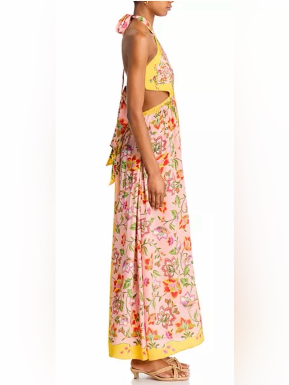 FARM Rio Pink Floral Halter Maxi with Yellow Panels - Picture 6 of 7